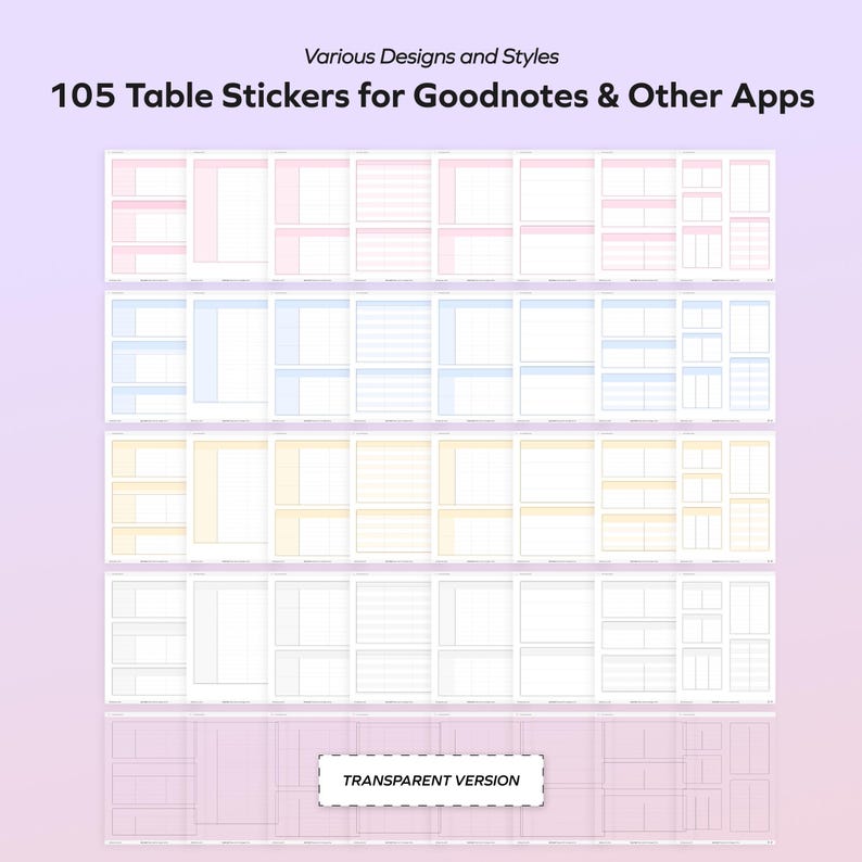 Table Digital Stickers for Student, Notebook Planner Goodnotes Widgets ...