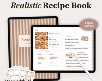 Digitaal receptenboek voor iPad, Goodnotes-receptenboeksjabloon, receptenmap, digitale maaltijdplanner, dagboek, kookboek Notability Receptkaart