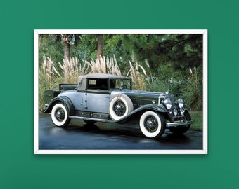 Cadillac antiguo c. Arte de pared digital de la década de 1930, descargas imprimibles de colección vintage/retro, arte de pared de moda, coche antiguo, Cadillac antiguo
