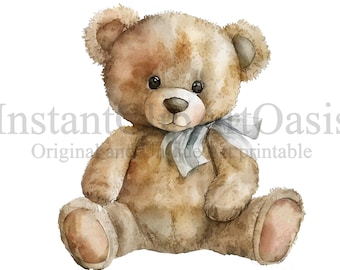 Teddy Bear Clipart, 10 High Quality PNGs, Nursery Art, Instant Digital Download | Card Making, Cute Animal Clipart, Digital Paper Craft | #4