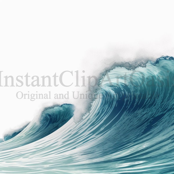 Ocean Waves Clipart, 10 High Quality JPGs, Watercolor Art, Digital Download, Card Making, Mixed Media, Digital Paper Craft | #349