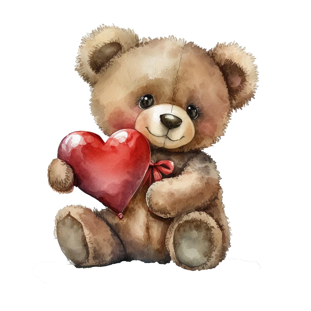 Teddy bear holding heart clipart on sale