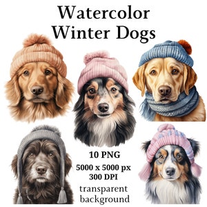 冬の犬のクリップアート、10 個の高品質 PNG、デジタル プランナー、ジャンク ジャーナル、デジタル ダウンロード、メモリー ブック、スクラップブック | #1077