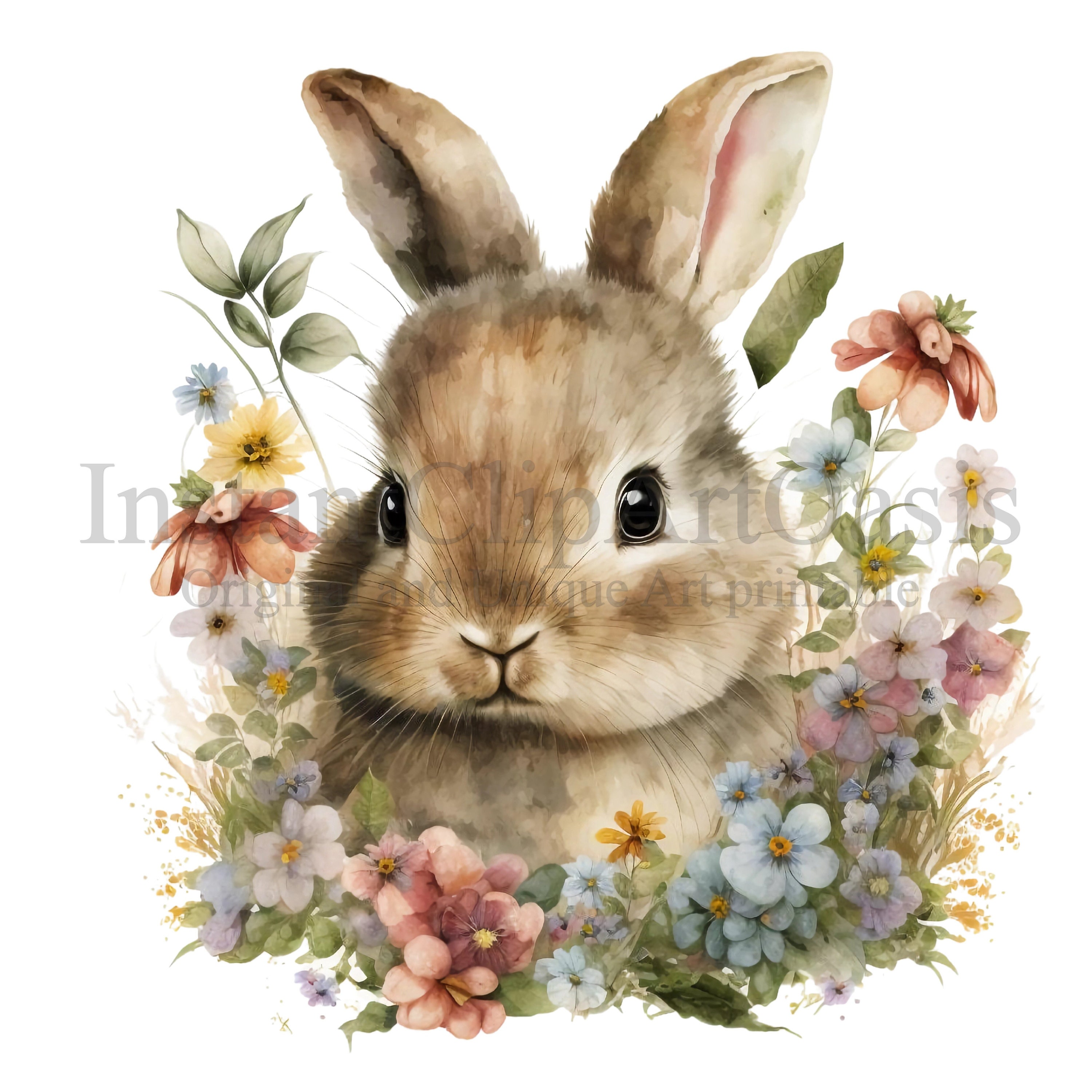 Floral Bunnies Clipart, 10 High Quality Pngs Transparent Background ...