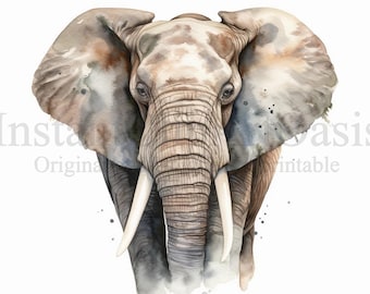 Elephant Clipart, 10 High Quality JPGs, Nursery Art | Card Making, Clip Art, Elephant Print, Digital Paper Craft, Watercolour Painting #180