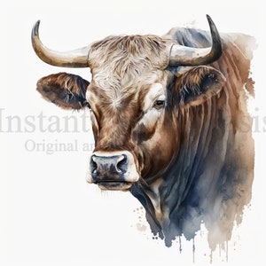 Bull Clipart, 10 High Quality JPGs, Digital Download, Card Making, Animal Clipart, Digital Paper Craft | #248