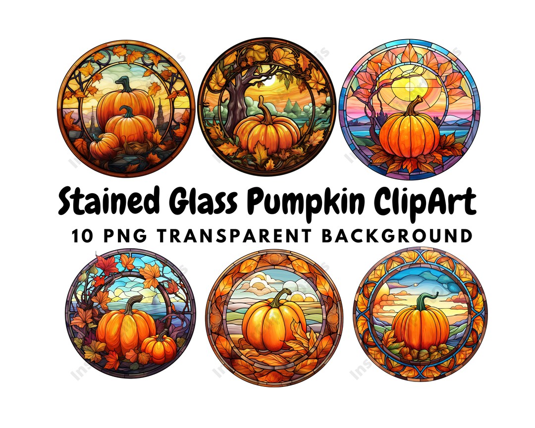 Stained Glass Pumpkin Clipart, 10 High Quality Pngs Transparent