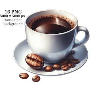 Coffee Clipart, 16 High Quality PNGs, Art, Instant Digital Download | Card Making, Digital Paper Craft, Coffee Beans clipart | #1454
