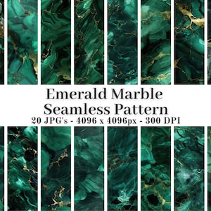 Emerald Marble Seamless Pattern, 20 High Quality JPGs, Digital Paper, Digital Download, Marble Pattern | #875