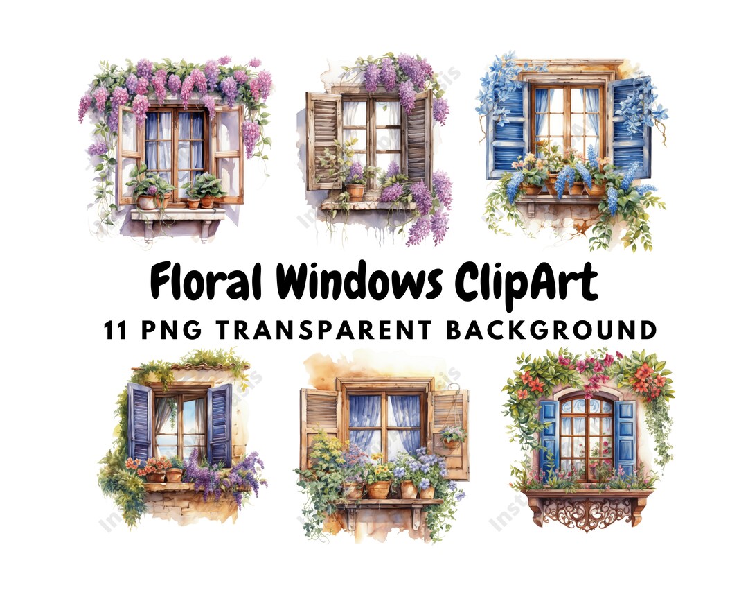 Floral Windows Clipart, 11 High Quality Pngs Transparent Background ...