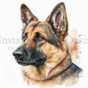 German Shepherd Clipart, 10 High Quality JPGs, Nursery Art, Digital Download, Card Making, Cute Animal Clipart, Paper Craft | #117