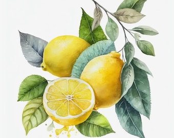 Lemons Clipart, 10 High Quality JPGs, Nursery Art | Card Making, Clip Art, Digital Paper Craft, Watercolour Painting | #18