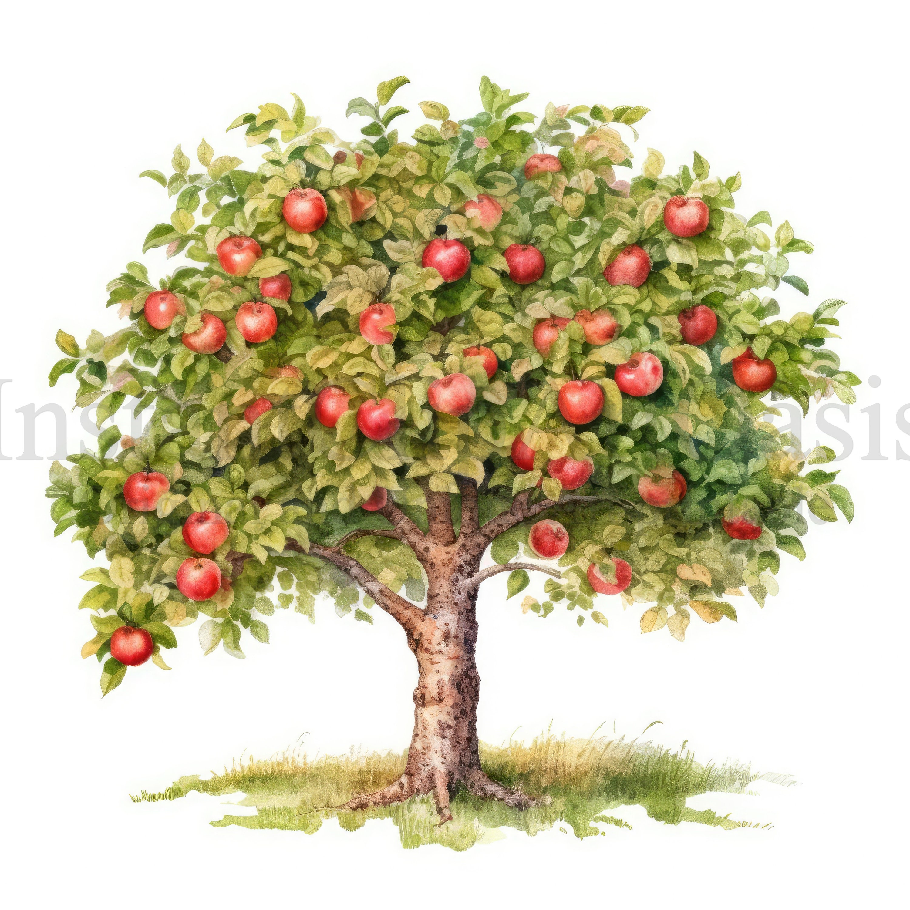 Apple Trees Clipart, 10 High Quality Jpgs, Botanical Art, Digital ...