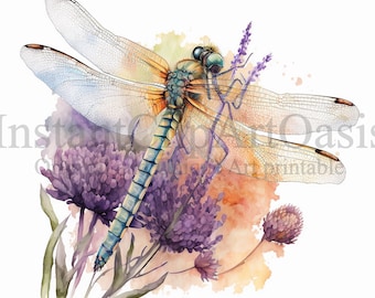 Dragonfly Clipart, 10 High Quality JPGs, Nursery Art, Instant Digital Download | Card Making, Insects Clipart, Digital Paper Craft | #364