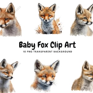 10 PNG de haute qualité - Baby Fox Clipart, Nursery Art, Téléchargement numérique, Fabrication de cartes, Cute Animal Clipart, Digital Paper Craft | #81
