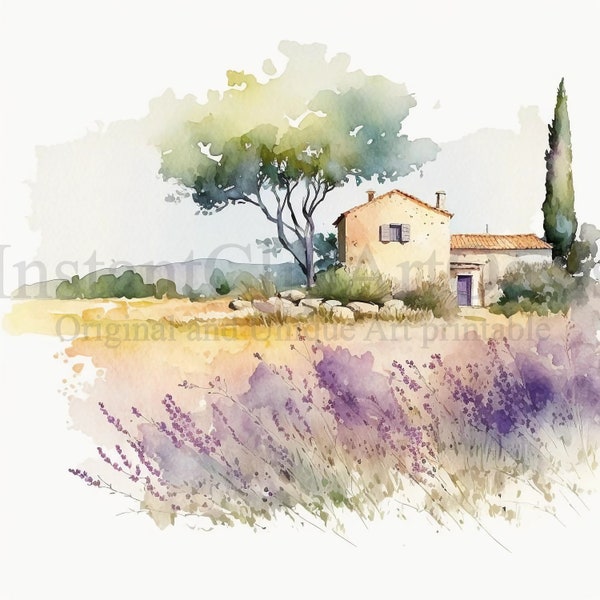 Clipart de paysage de Provence, 10 JPEG de haute qualité, planificateur numérique, journalisation indésirable, aquarelle, art mural, téléchargement numérique | #75