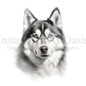 Husky Portrait, 10 High Quality JPGs, Nursery Art, Digital Download, Card Making, Cute Dog Clipart, Paper Craft | #717