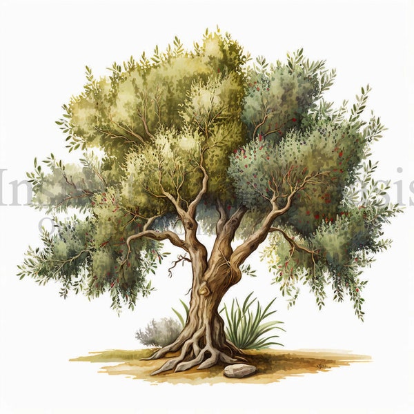 Olive Trees Clipart, 10 High Quality JPGs, Botanical Art, Digital Download, Card Making, Journaling, Digital Paper Craft | #271