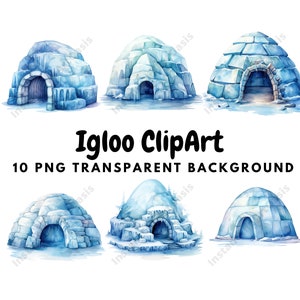 Igloo Clipart, 10 High Quality PNGs Transparent Background, Digital Download | Card Making, Digital Paper Craft #827