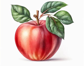 Apple Clipart, 10 High Quality JPGs, Nursery Art | Card Making, Fruit Clip Art, Digital Paper Craft, Watercolour Painting | #44