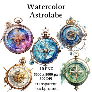 Astrolabium Clipart, 10 hochwertige PNGs, digitale Planer, Junk Journals, digitaler Download, Memory Bücher, Scrapbooks #1061