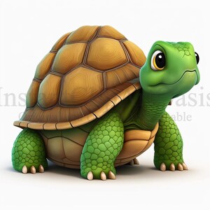 K&ouml;nnte beinhalten: Eine Comic-Schildkr&ouml;te mit brauner Schale und gr&uuml;nen Beinen und Kopf. Die Schildkr&ouml;te schaut nach rechts.