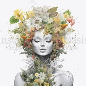 Frau Blumen Clipart, 10 hochwertige JPGs, Kinderzimmer Kunst, sofortiger digitaler Download | Kartenherstellung, Lady Clipart, digitales Papiermodell | #503