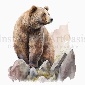 Bear Clipart, 10 High Quality JPGs, Nursery Art | Card Making, Clip Art, Bear Print, Digital Paper Craft, Watercolour Painting | #92