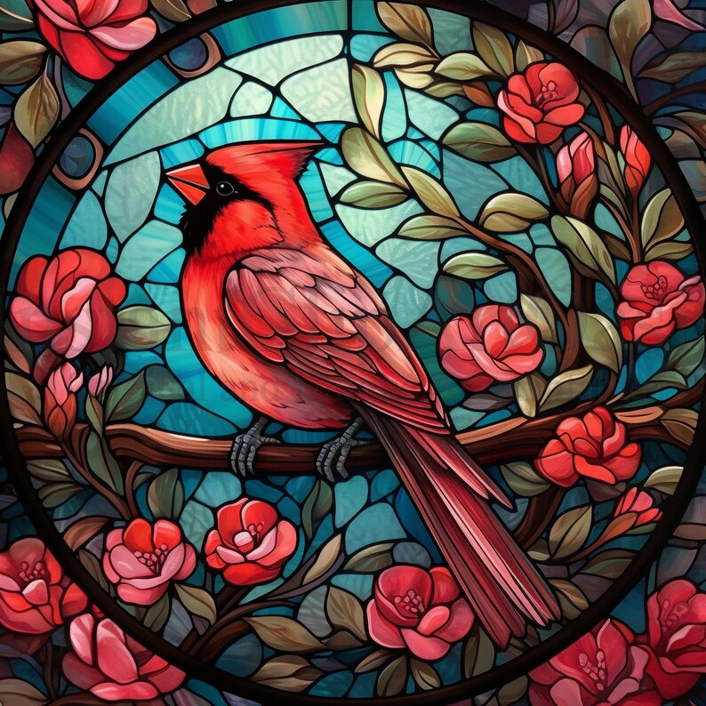 Red Cardinal Clipart | Set 2 | 10 High Quality Jpgs, Stained Glass ...