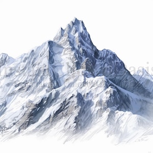 Snowy Mountain Clipart, 10 JPG de haute qualité, Art de l'aquarelle, Téléchargement numérique, Fabrication de cartes, Mixed Media, Digital Paper Craft | #320