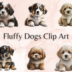 10 High Quality PNGs - Fluffy Dogs Clipart, Nursery Art, Digital Download, Card Making, Dogs Clipart, Paper Craft | #245