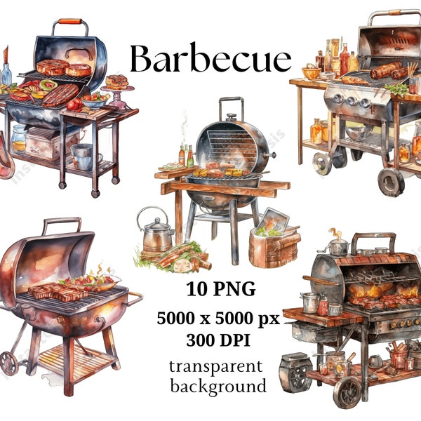 10 High Quality PNGs - Barbecue Clipart, Grill Clipart, Instant Digital Download | Card Making, Digital Paper Craft, Grll Images | #1011