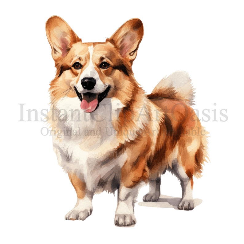 Corgi Clipart, 10 High Quality PNGs, Nursery, Digital Planner, Watercolor Dog, Card Making, Journaling, Digital Download 932 画像 4