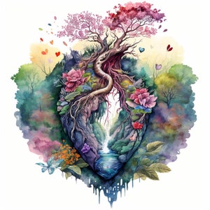 Clipart de corações florais, 10 JPGs de alta qualidade, arte de berçário | Confecção de cartões, clip art, artesanato em papel digital, pintura em aquarela | #17