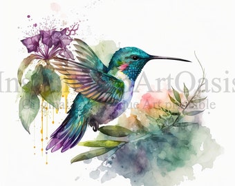 Hummingbird Clipart, 10 High Quality JPGs, Nursery Art, Instant Digital Download | Card Making, Animal Clipart, Digital Paper Craft | #28