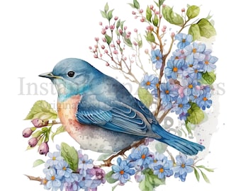 Blue Bird Clipart, 10 High Quality PNGs, Nursery Art, Instant Digital Download | Card Making, Animal Clipart, Digital Paper Craft | #246