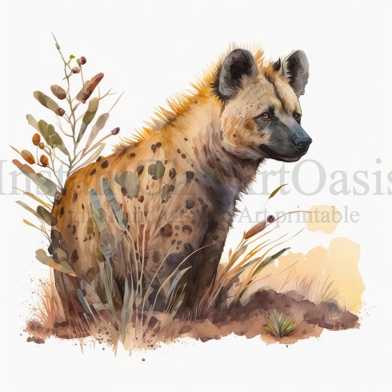 Hyena Clipart, 10 High Quality JPGs, Nursery Art, Instant Digital Download | Card Making, Cute Animal Clipart, Digital Paper Craft | #89 image 3