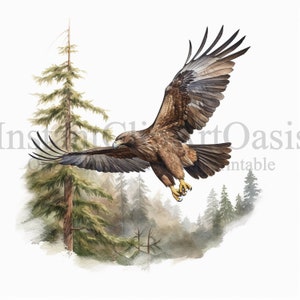 Golden Eagle Clipart, 10 High Quality JPGs, Nursery Art, Instant Digital Download | Card Making, Animal Clipart, Digital Paper Craft | #365