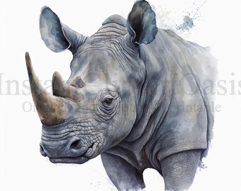 Rhino Clipart, 10 High Quality JPGs, Nursery Art, Digital Download, Card Making, Animal Clipart, Digital Paper Craft | #106