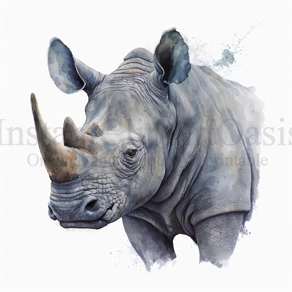 Rhino Clipart, 10 JPG de haute qualité, Nursery Art, Téléchargement numérique, Fabrication de cartes, Clipart Animal, Digital Paper Craft | #106