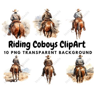 Reiten Cowboys Clipart, 10 hochwertige PNGs, Wild West Clipart, sofortiger digitaler Download | Kartenherstellung, Digital Paper Craft | #858