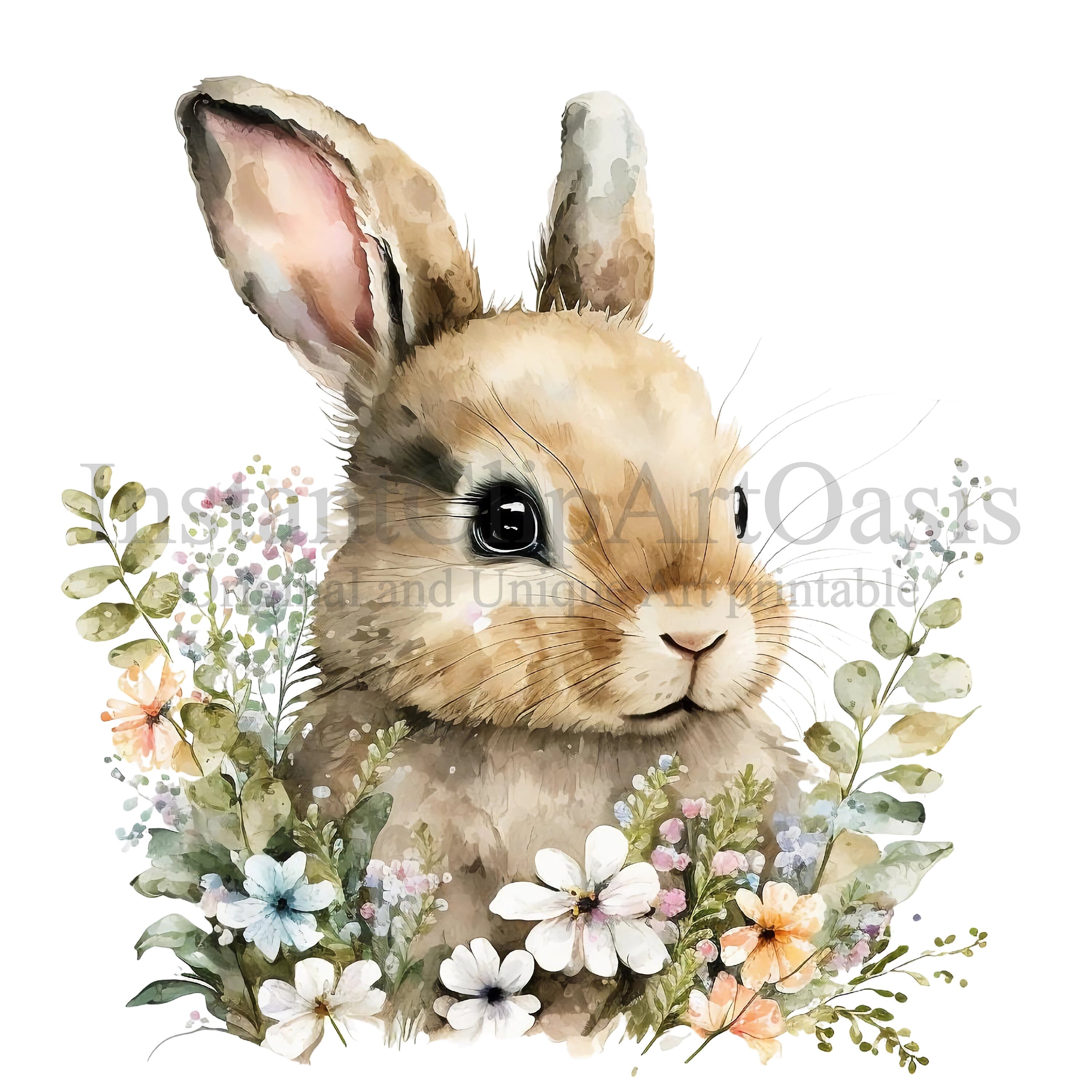 Floral Bunnies Clipart, 10 High Quality Pngs Transparent Background ...