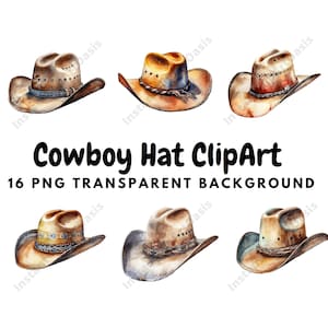 16 PNG de alta calidad - Clipart de sombrero de vaquero, descarga digital instantánea / creación de tarjetas, artesanía de papel digital, imágenes de sombrero de vaquero / #879