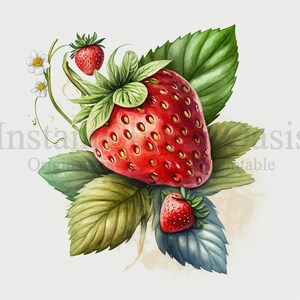 Strawberry Clipart, 10 High Quality JPGs, Nursery Art |  Clip Art, Card Making, Digital Paper Craft, Watercolour Painting | #120