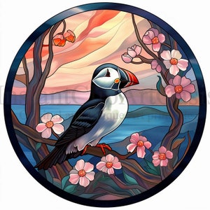 Macareux vitrail, 10 JPG de haute qualité, vitrail, téléchargement numérique | Fabrication de cartes, Clipart d'oiseaux, Créations en papier | #665