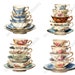 Stack of Tea Cups Clipart, 10 High Quality Pngs, Digital Download ...