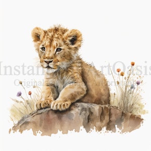 Mignon Lion Cub Clipart, 10 JPG de haute qualité, Art de la pépinière, Téléchargement numérique instantané | Fabrication de cartes, Safary Clipart, Digital Paper Craft | #276