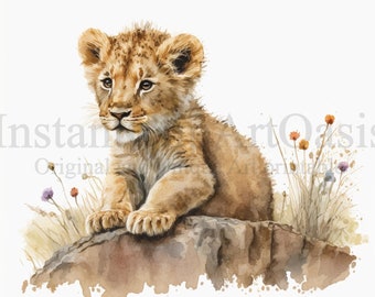 Mignon Lion Cub Clipart, 10 JPG de haute qualité, Art de la pépinière, Téléchargement numérique instantané | Fabrication de cartes, Safary Clipart, Digital Paper Craft | #276