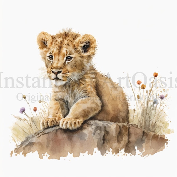 Mignon Lion Cub Clipart, 10 JPG de haute qualité, Art de la pépinière, Téléchargement numérique instantané | Fabrication de cartes, Safary Clipart, Digital Paper Craft | #276