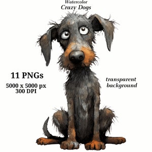 Crazy Dogs Clipart, 11 High Quality PNGs, Digital Download, Watercolor Puppies, Card Making, Decoupage, Scrapbooking, Junk Journaling #1406